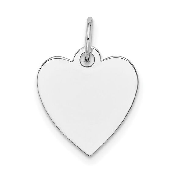 Kazi Luxury 14k White Gold Plain .011 Gauge Engravable Heart Charm